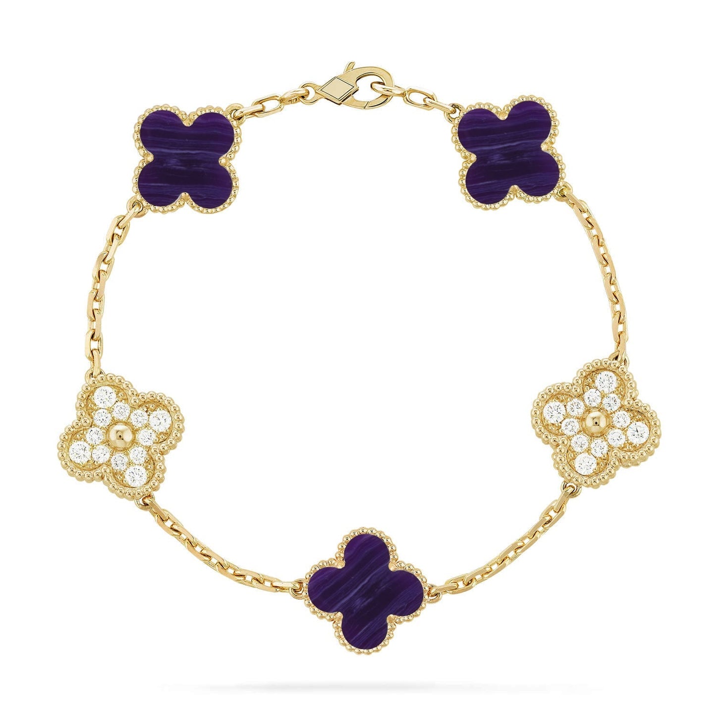 [Clara Jewels]CLOVER 5 MOTIF PURPLE STRIPES BRACELET COLLECTION