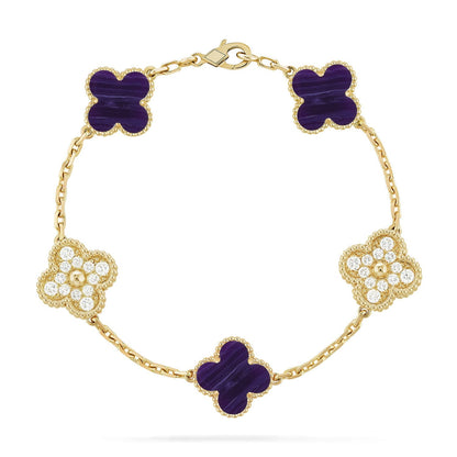 [Clara Jewels]CLOVER 5 MOTIF PURPLE STRIPES BRACELET COLLECTION