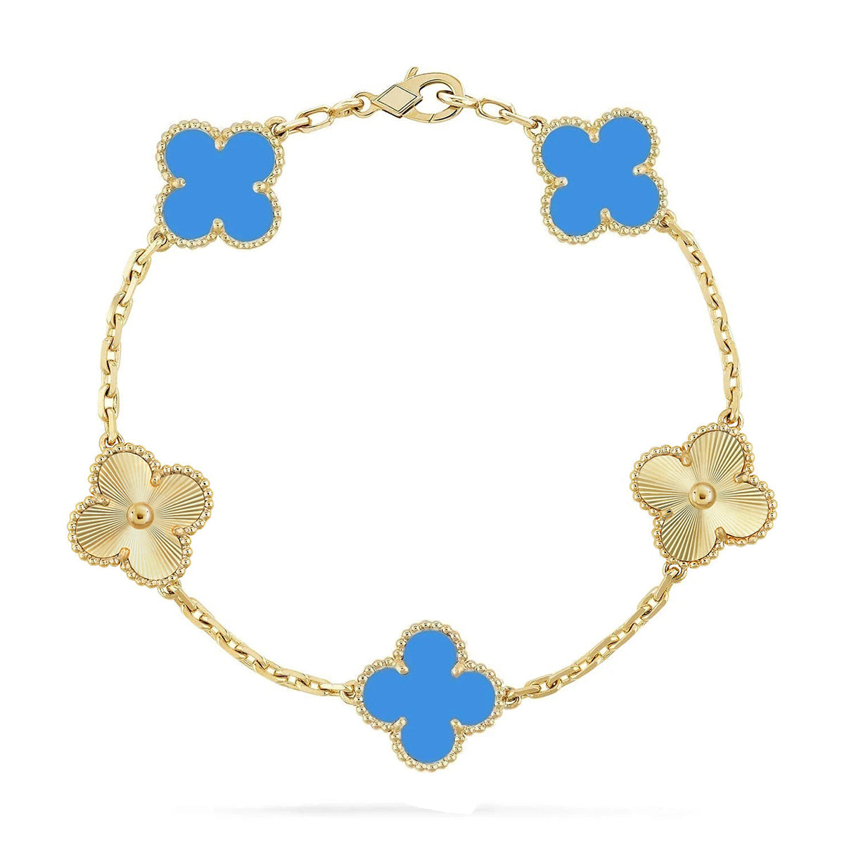 [Clara Jewels] CLOVER 5 MOTIF BLUE AGATE BRACELET COLLECTION