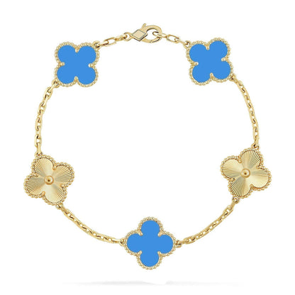 [Clara Jewels] CLOVER 5 MOTIF BLUE AGATE BRACELET COLLECTION