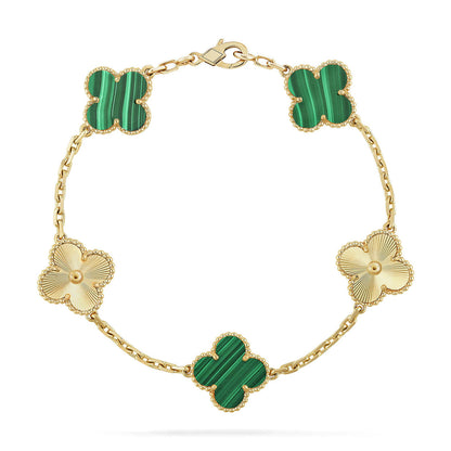[Clara Jewels] CLOVER 5 MOTIF MALACHITE BRACELET COLLECTION