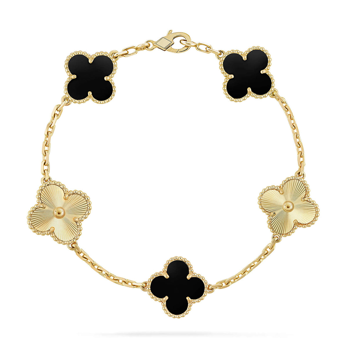 [Clara Jewels] CLOVER 5 MOTIF ONYXS BRACELET COLLECTION