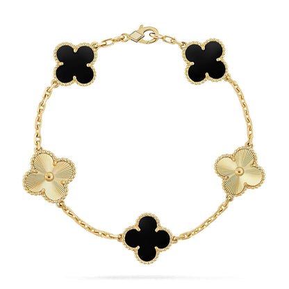 [Clara Jewels] CLOVER 5 MOTIF ONYXS BRACELET COLLECTION