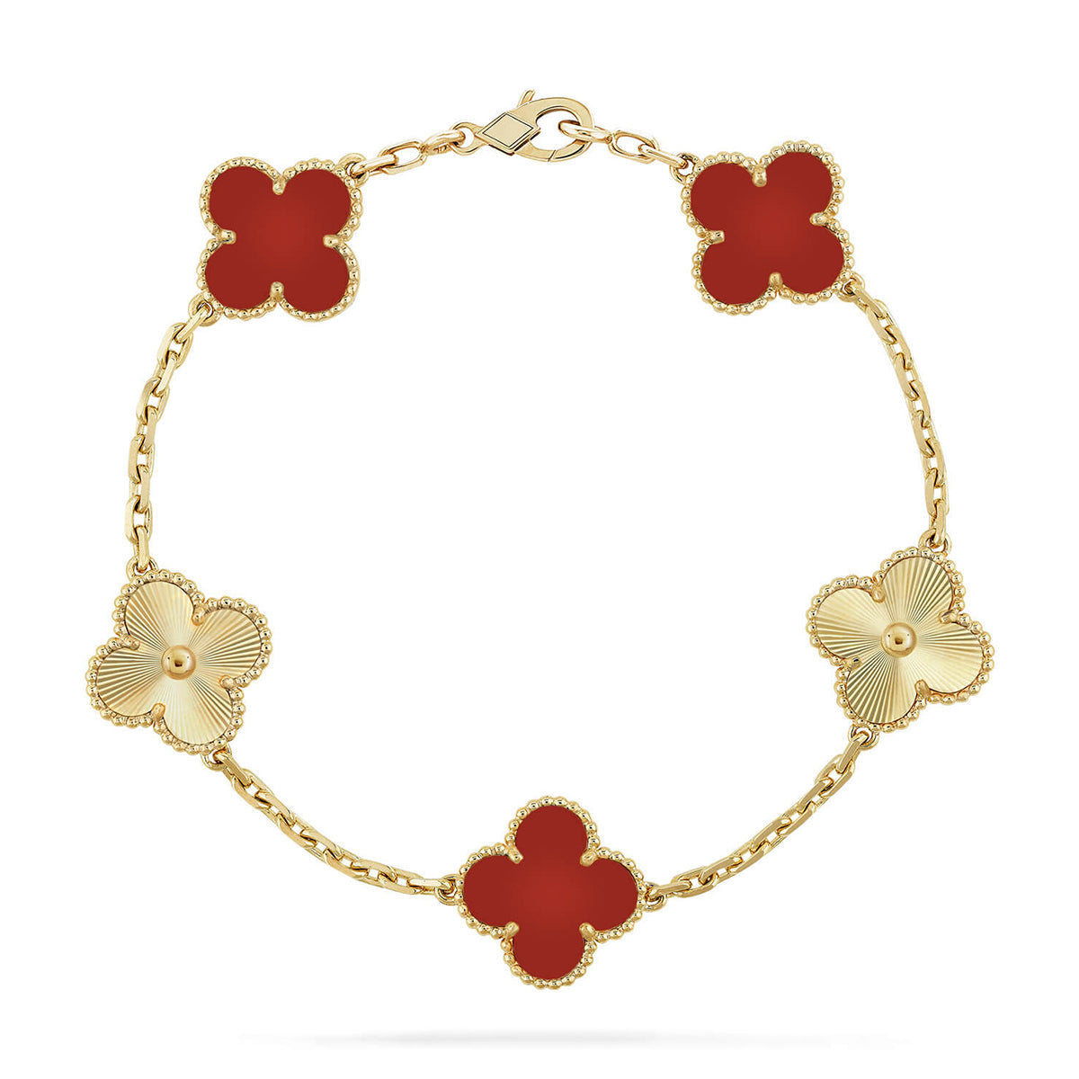 [Clara Jewels] CLOVER 5 MOTIF RED CORNELIAN BRACELET COLLECTION