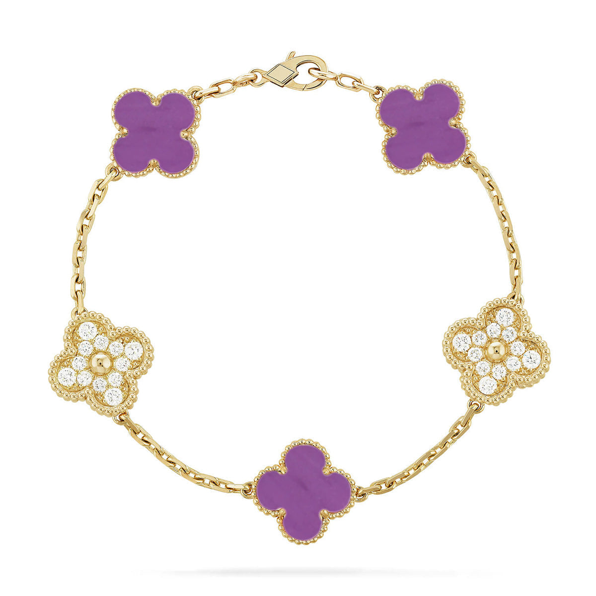 [Clara Jewels] CLOVER 5 MOTIF VIOLET BRACELET COLLECTION