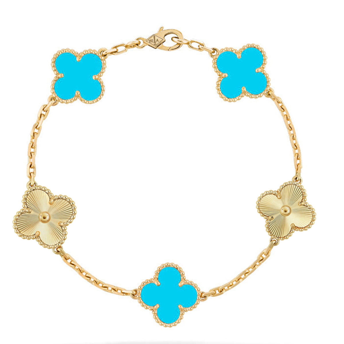 [Clara Jewels] CLOVER 5 MOTIF TURQUOISE BRACELET COLLECTION