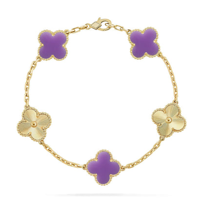 [Clara Jewels]CLOVER 5 MOTIF LIGHT PURPLE BRACELET COLLECTION