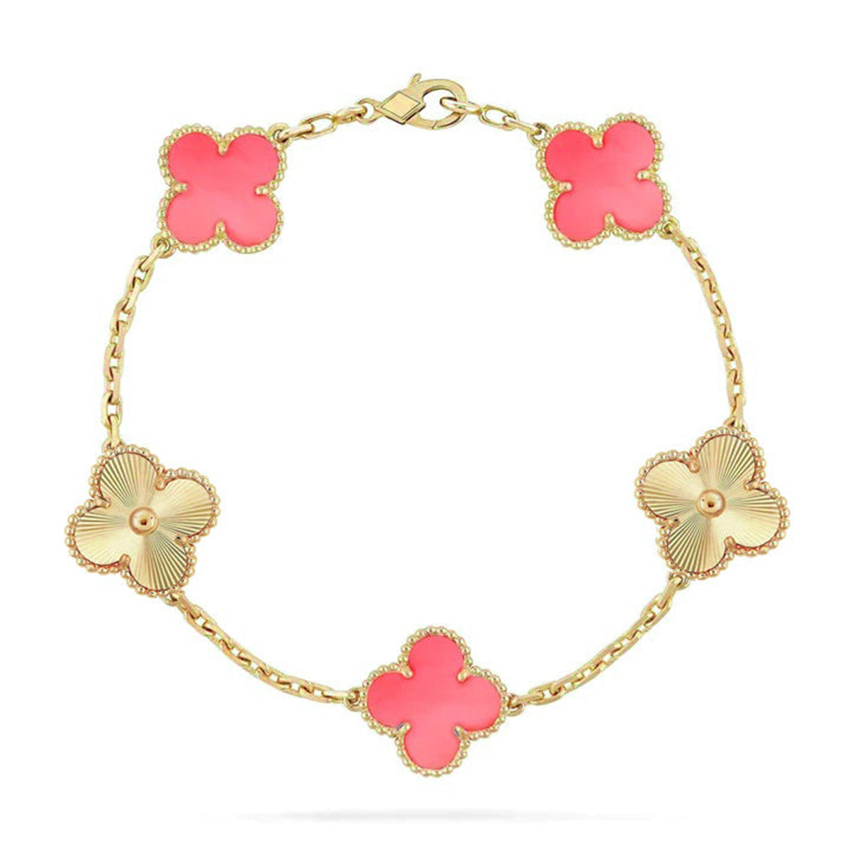 [Clara Jewels] CLOVER 5 MOTIFS  PINK MOP BRACELET COLLECTION