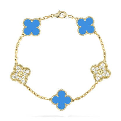 [Clara Jewels] CLOVER 5 MOTIF BLUE AGATE BRACELET COLLECTION