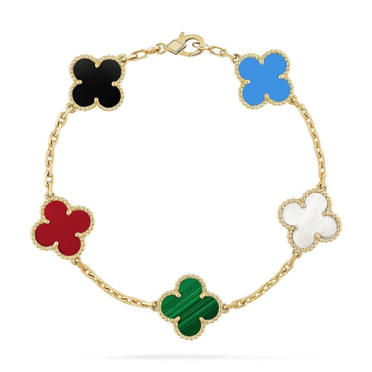 [Clara Jewels]CLOVER 5 MOTIFS MULTICOLOR BRACELET