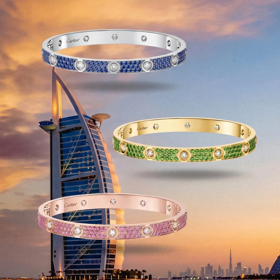 [Clara Jewels]2026 PAVE GEMSTONE LOVE BRACELET 6.1MM 10 DIAMONDS