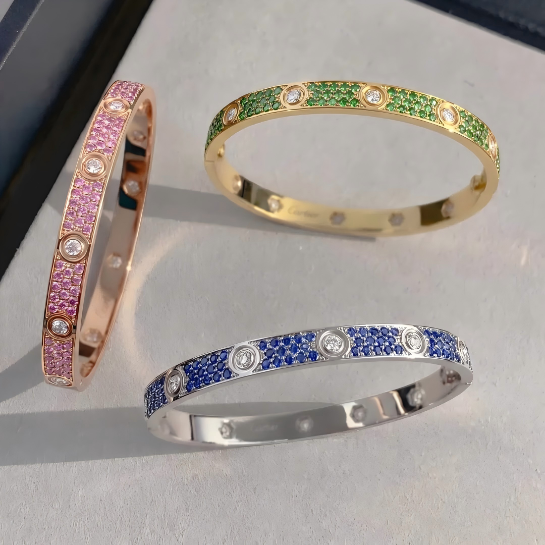 [Clara Jewels]2026 PAVE GEMSTONE LOVE BRACELET 6.1MM 10 DIAMONDS