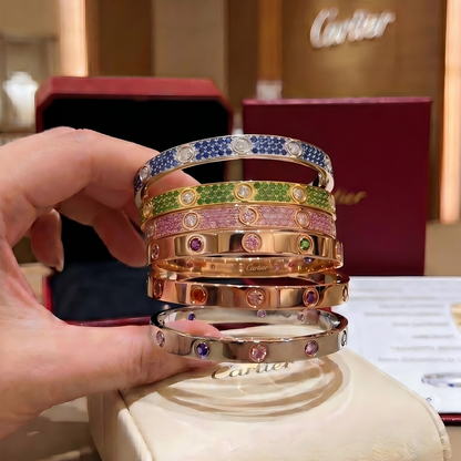 [Clara Jewels]2026 PAVE GEMSTONE LOVE BRACELET 6.1MM 10 DIAMONDS