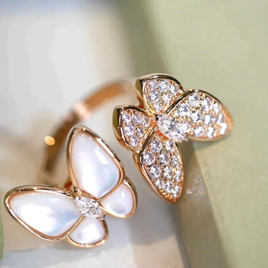 [Clara Jewels]TWIN BUTTERFLY DIAMOND MOP RING