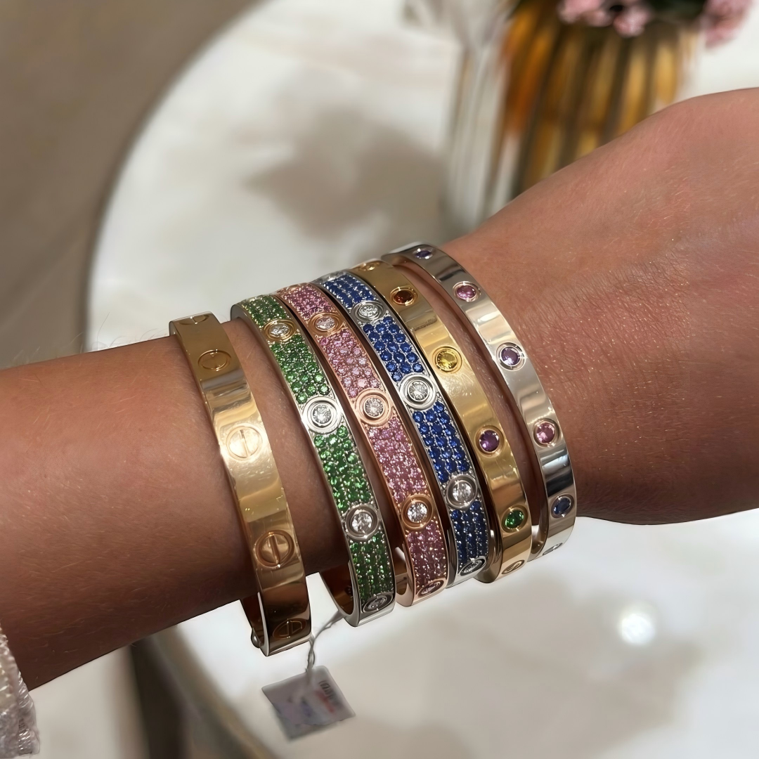 [Clara Jewels]2026 PAVE GEMSTONE LOVE BRACELET 6.1MM 10 DIAMONDS