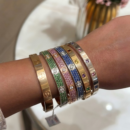 [Clara Jewels]2026 PAVE GEMSTONE LOVE BRACELET 6.1MM 10 DIAMONDS