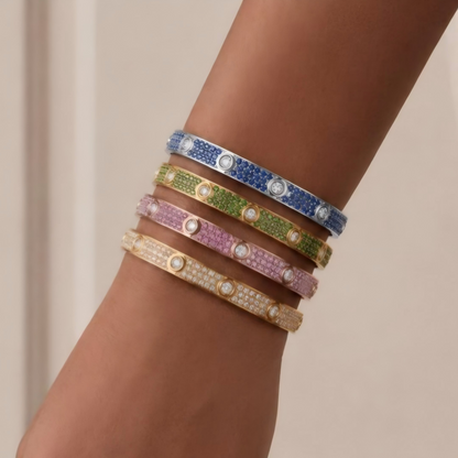 [Clara Jewels]2026 PAVE GEMSTONE LOVE BRACELET 6.1MM 10 DIAMONDS