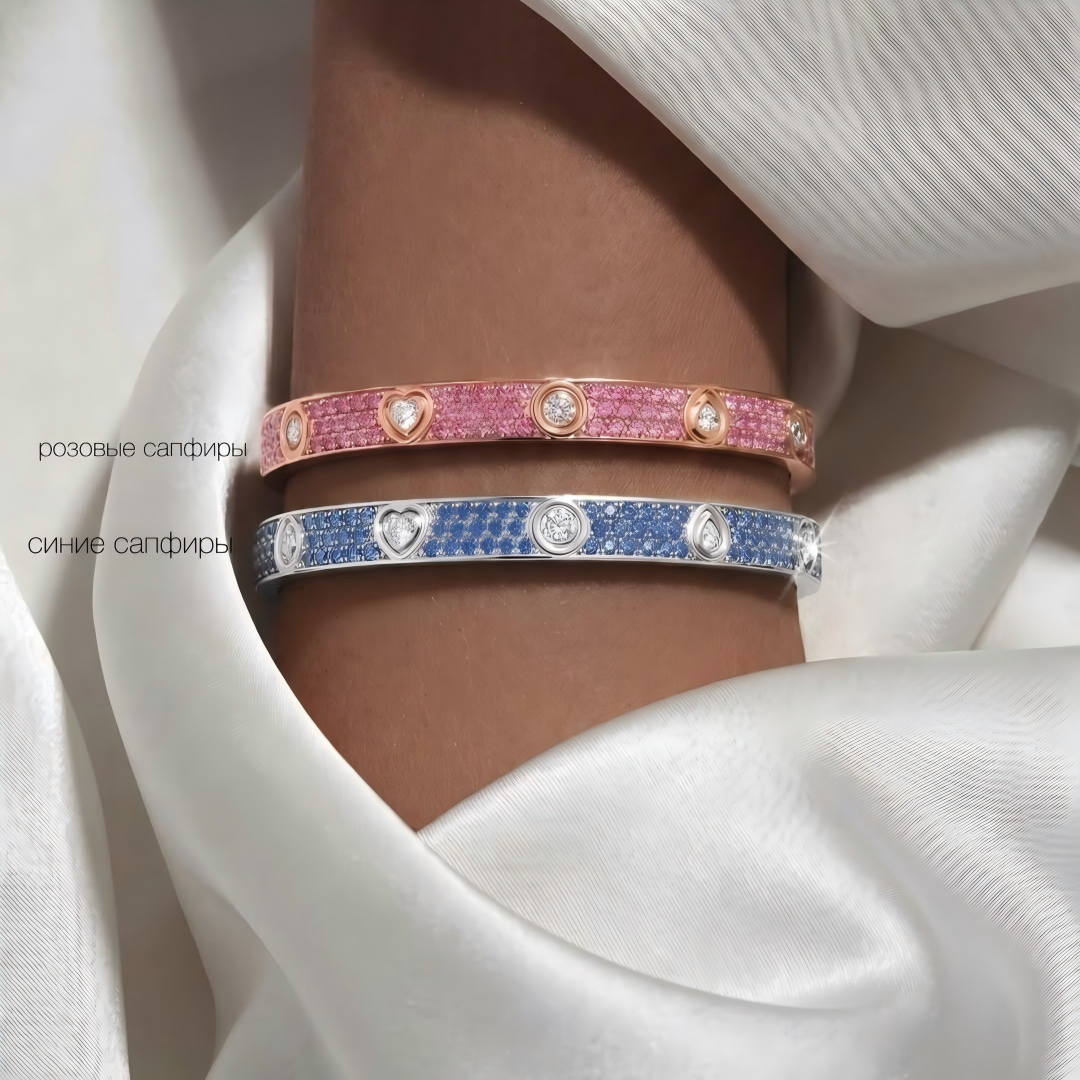 [Clara Jewels]2026 PAVE GEMSTONE LOVE BRACELET 6.1MM 10 DIAMONDS