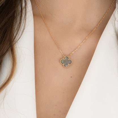 [Clara Jewels]CLOVER 15MM  GRAY MOTHER OF PEARL NECKLACE