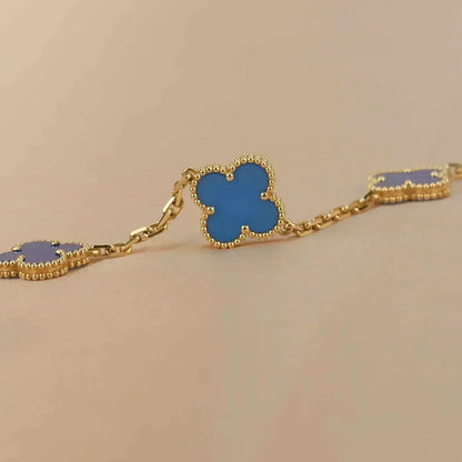 [Clara Jewels] CLOVER 5 MOTIF BLUE AGATE BRACELET COLLECTION