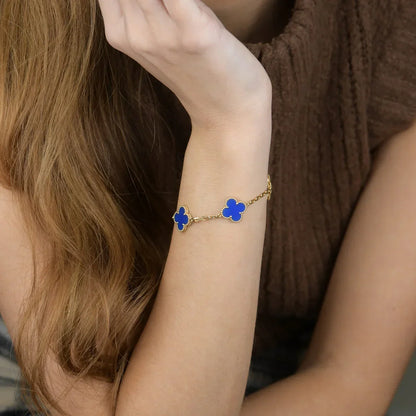 [Clara Jewels] CLOVER 5 MOTIF BLUE AGATE BRACELET COLLECTION
