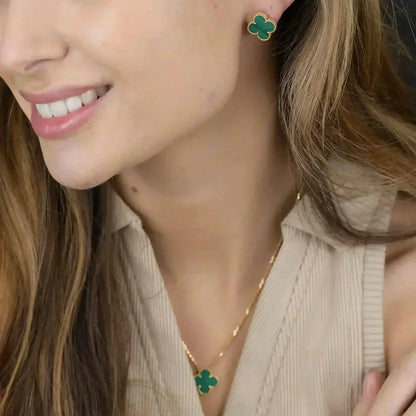 [Clara Jewels]CLOVER MINI 9.5MM MALACHITE  EARRINGS