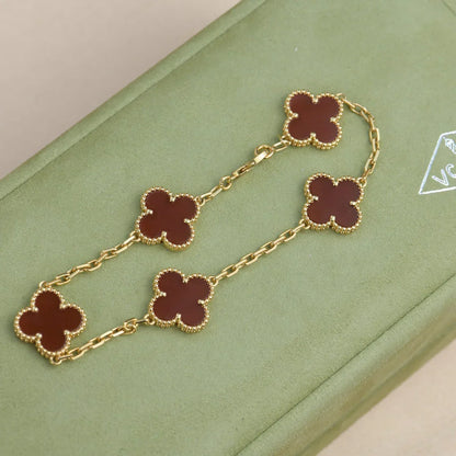 [Clara Jewels] CLOVER 5 MOTIF RED CORNELIAN BRACELET COLLECTION