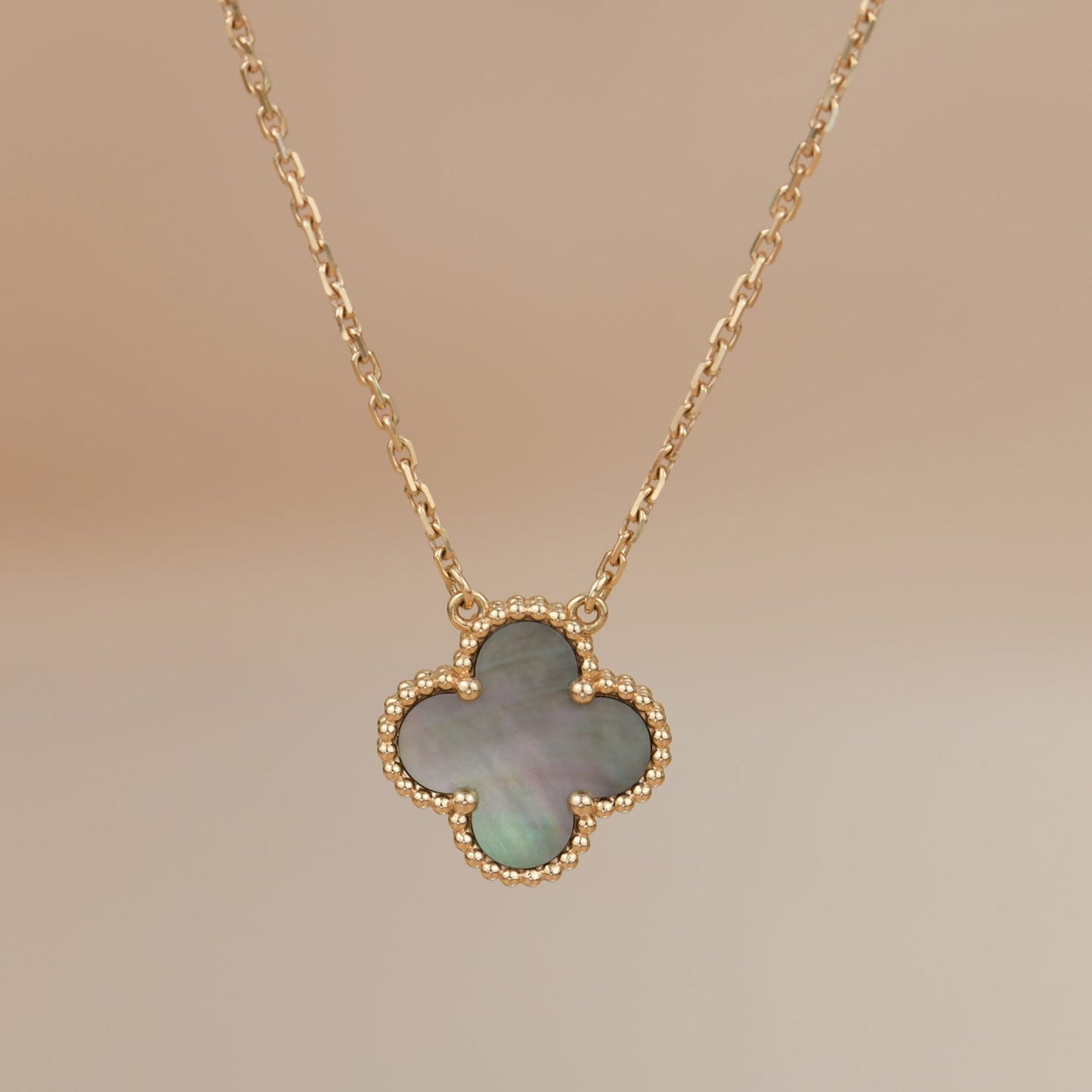 [Clara Jewels]CLOVER 15MM  GRAY MOTHER OF PEARL NECKLACE