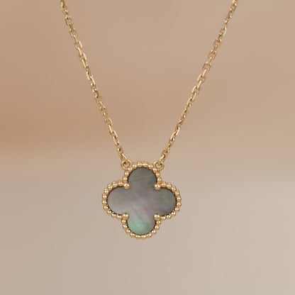 [Clara Jewels]CLOVER 15MM  GRAY MOTHER OF PEARL NECKLACE