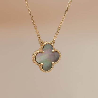 [Clara Jewels]CLOVER 15MM  GRAY MOTHER OF PEARL NECKLACE