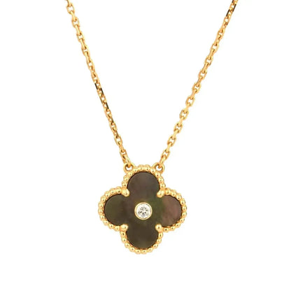 [Clara Jewels]CLOVER 15MM DIAMOND AND MOTHER-OF-GREY NECKLACE