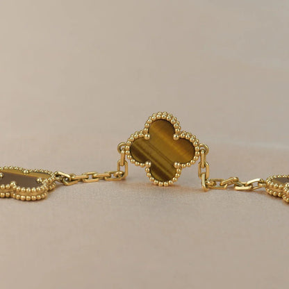 [Clara Jewels] CLOVER 5 MOTIFS TIGER EYE BRACELET COLLECTION