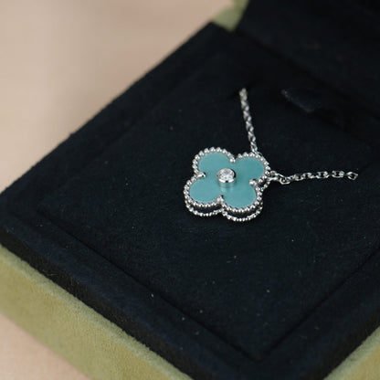 [Clara Jewels]CLOVER 15MM DIAMOND SVRES PORCELAIN  NECKLACE SILVER