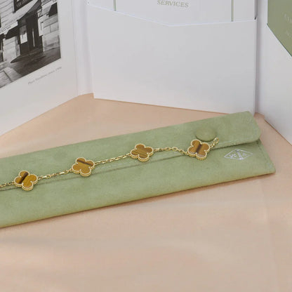 [Clara Jewels] CLOVER 5 MOTIFS TIGER EYE BRACELET COLLECTION