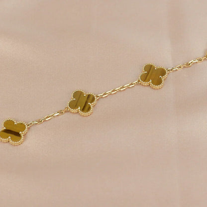 [Clara Jewels] CLOVER 5 MOTIFS TIGER EYE BRACELET COLLECTION