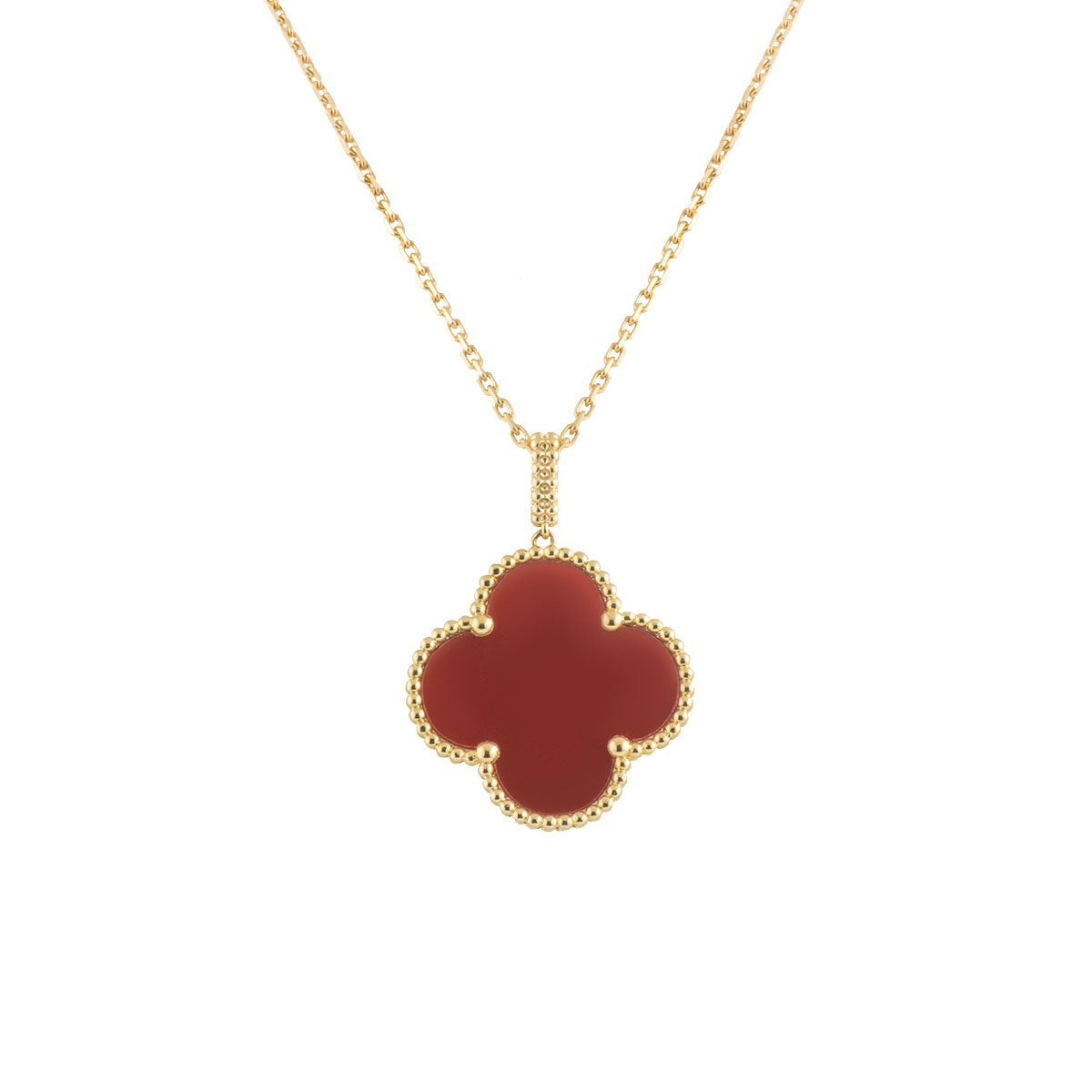 [Clara Jewels]CLOVER 25MM NECKLACE GOLD CARNELIAN