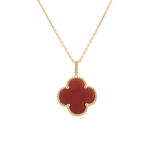 [Clara Jewels]CLOVER 25MM NECKLACE GOLD CARNELIAN