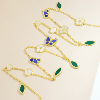 [Clara Jewels]LUCKY SPRING BUTTERFLY 15 FLOWER NECKLACE