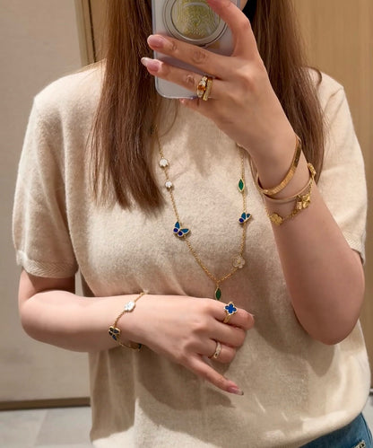 [Clara Jewels]LUCKY SPRING BUTTERFLY 15 FLOWER NECKLACE
