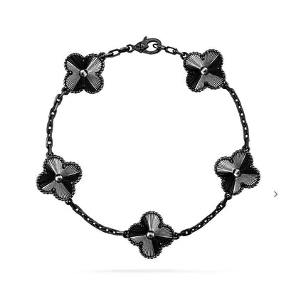 [Clara Jewels]CLOVER 5 MOTIF BLACK BRACELET