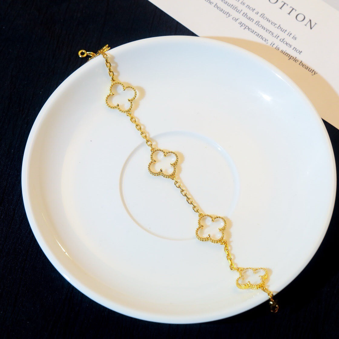 [Clara Jewels]CLOVER 5 MOTIF ROCK CRYSTAL BRACELET