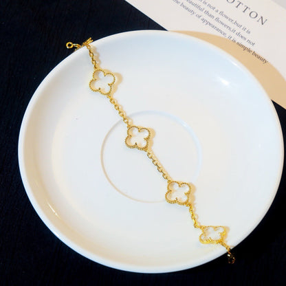 [Clara Jewels]CLOVER 5 MOTIF ROCK CRYSTAL BRACELET