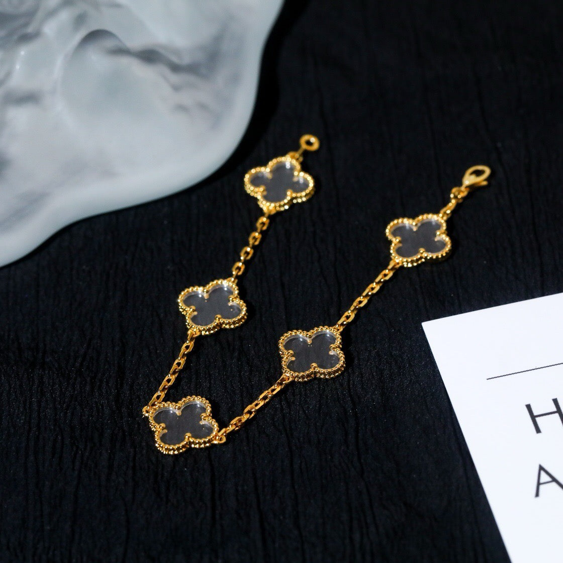 [Clara Jewels]CLOVER 5 MOTIF ROCK CRYSTAL BRACELET