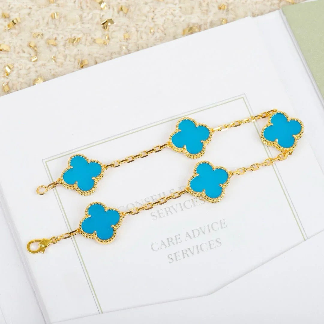 [Clara Jewels] CLOVER 5 MOTIF TURQUOISE BRACELET COLLECTION