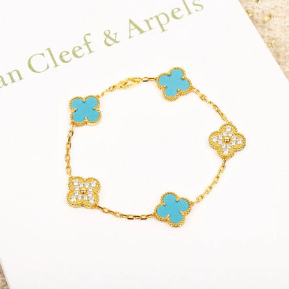 [Clara Jewels] CLOVER 5 MOTIF TURQUOISE BRACELET COLLECTION