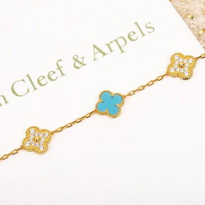 [Clara Jewels] CLOVER 5 MOTIF TURQUOISE BRACELET COLLECTION
