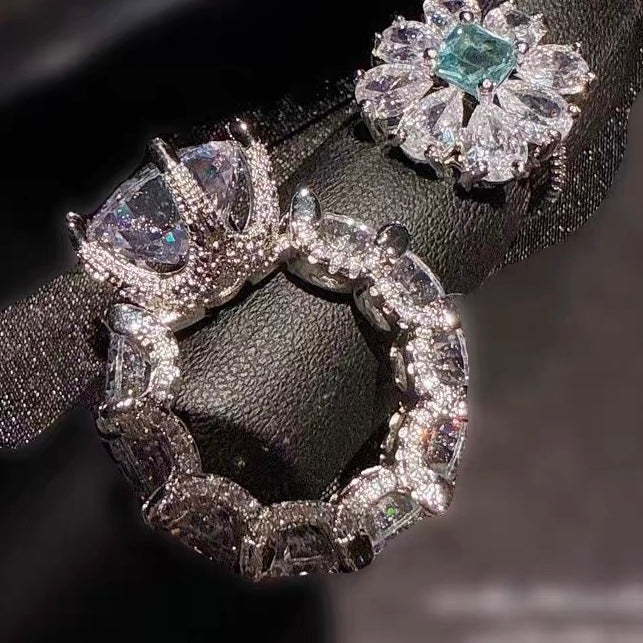 [Clara Jewels]Exquisite Multicolored Radiant Zircon Everyday Ring
