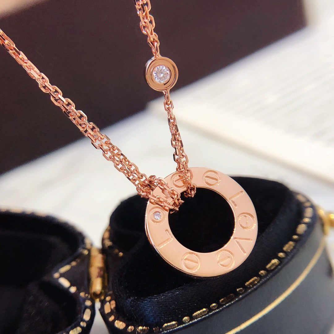 [Clara Jewels]LOVE NECKLACE 16MM 2 DIAMONDS