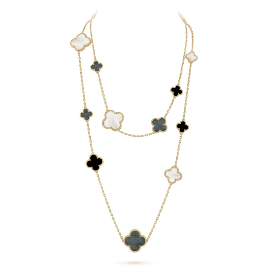 [Clara Jewels]CLOVER 16 MOTIF CHALCEDONY MOP Gold NECKLACE