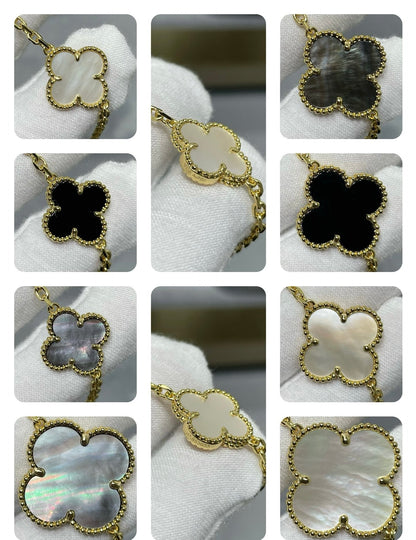 [Clara Jewels]CLOVER 16 MOTIF CHALCEDONY MOP Gold NECKLACE